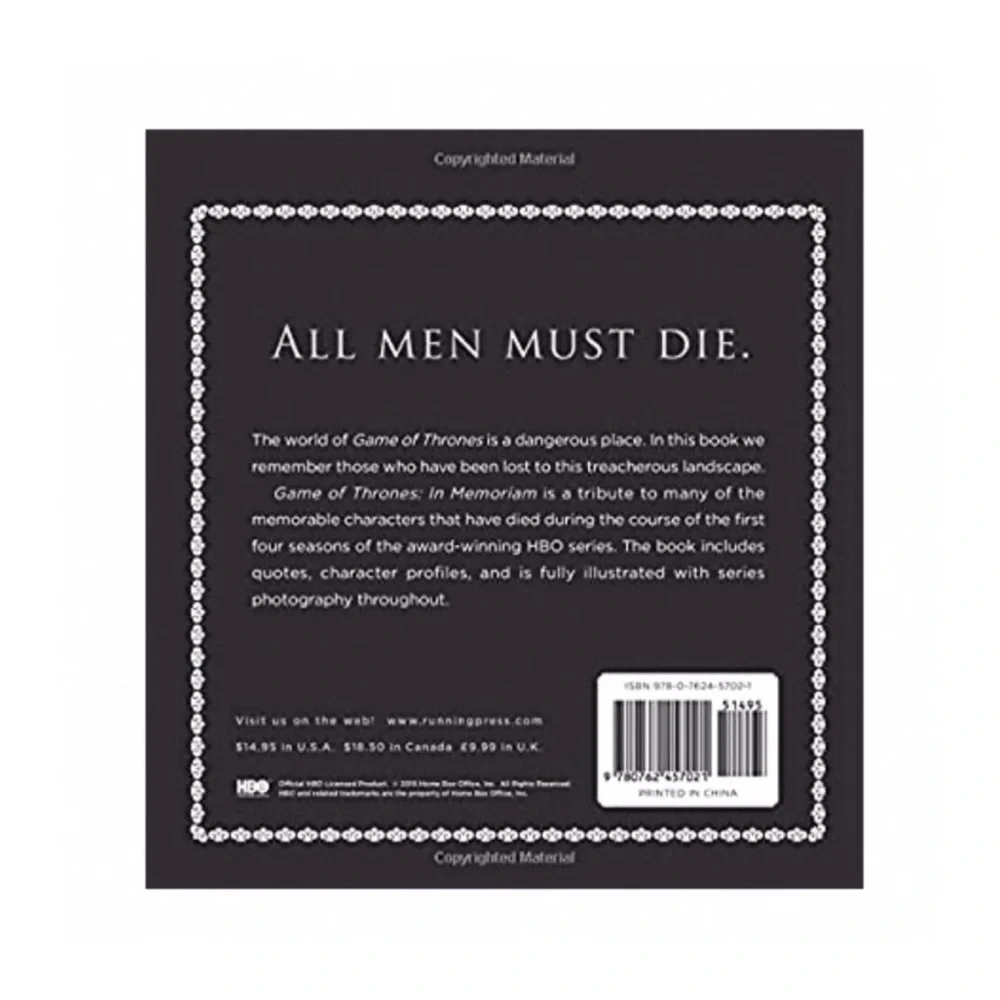 🆕 Game of Thrones In Memoriam Character Guide Book